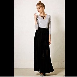 Anthropologie Bordeaux Gray & Black Maxi Dress M